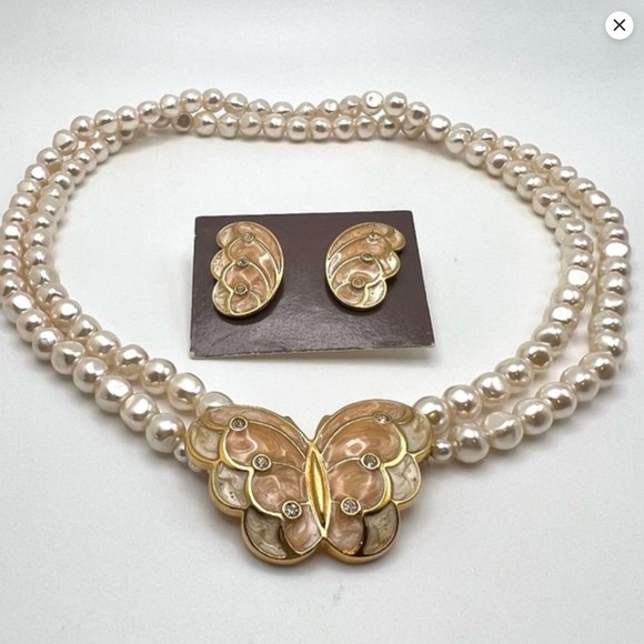 Kenneth Jay Lane KJL for Avon Papillon Necklace and Earrings - Picture 1 of 8
